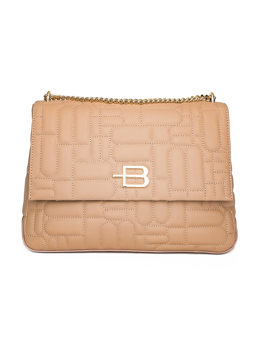 Сумка бежевая с геометричной строчкой